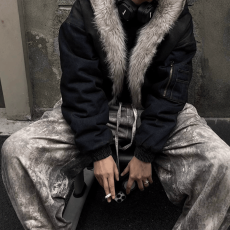 Fur Hood Vintage Bomber Jacket