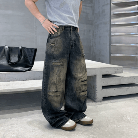 Ash Damage Wide Denim