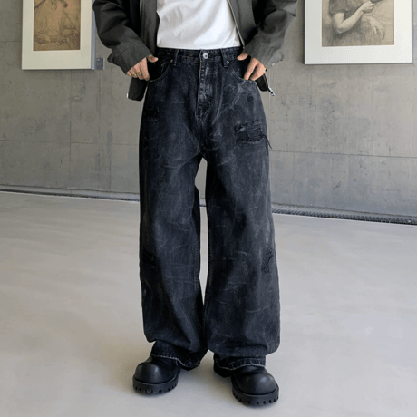 Rust Fade Distressed Barrel Pants