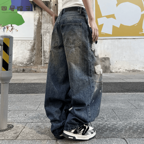 Pearl Mushroom Fade Barrel Pants-Navy