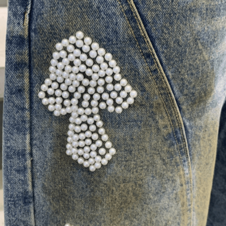 Pearl Mushroom Fade Barrel Pants-Blue