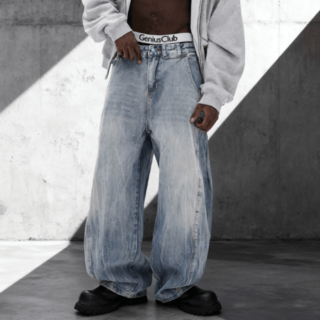Ice Wash Basic Barrel Pants