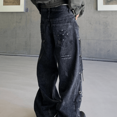 Industrial Ring Distressed Barrel Denim