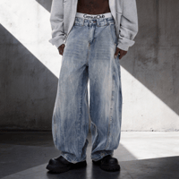 Ice Wash Basic Barrel Pants