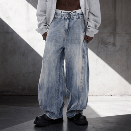 Ice Wash Basic Barrel Pants