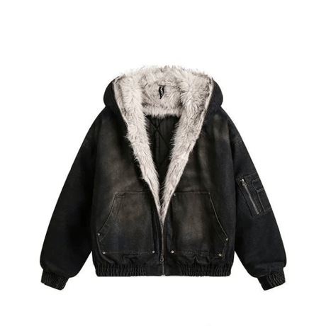 Fur Hood Vintage Bomber Jacket