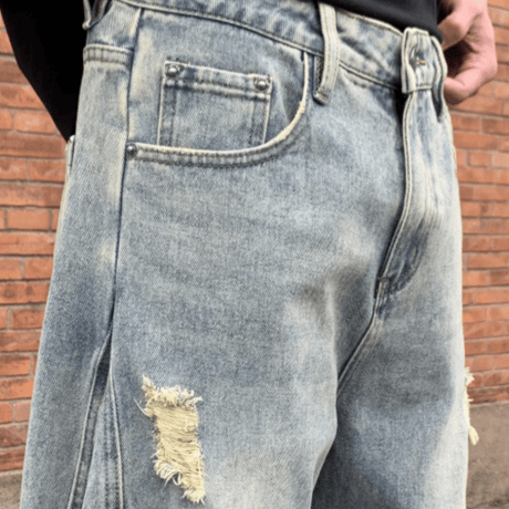 Distressed Fade Barrel Pants