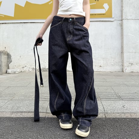Raw Strap Wide Denim