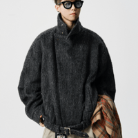 Wool Highneck Blouson-Black