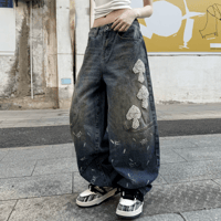 Pearl Mushroom Fade Barrel Pants-Navy