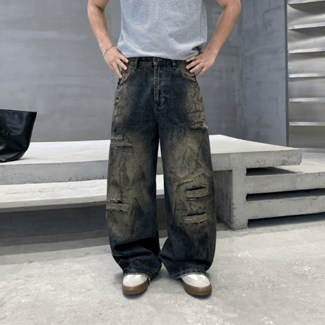 Ash Damage Wide Denim