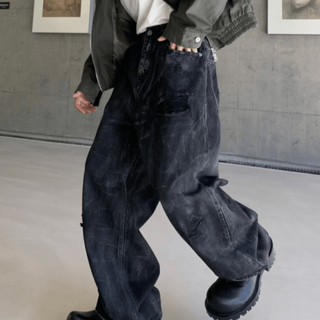Rust Fade Distressed Barrel Pants