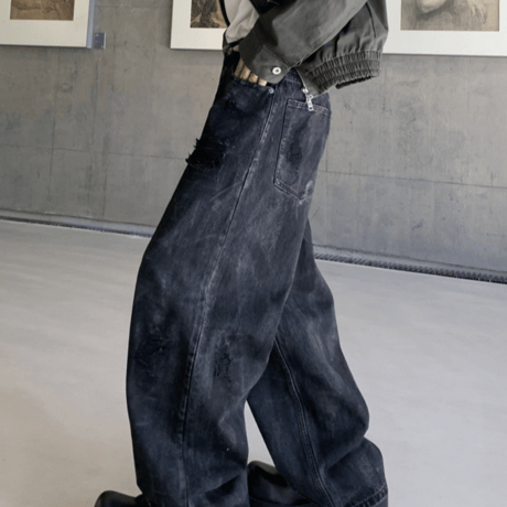 Rust Fade Distressed Barrel Pants