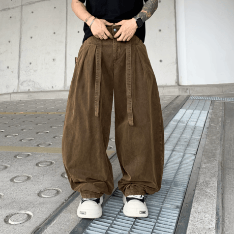 Earth Pleat Barrel Pants