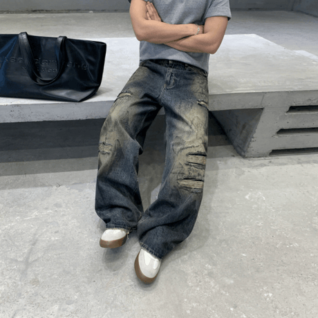 Ash Damage Wide Denim