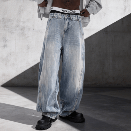 Ice Wash Basic Barrel Pants