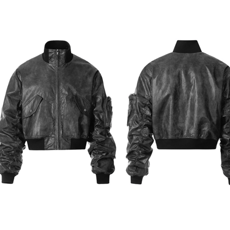 Black Coating Bomber Jacket