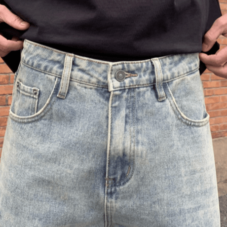 Distressed Fade Barrel Pants