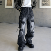 Industrial Ring Distressed Barrel Denim