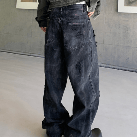 Rust Fade Distressed Barrel Pants