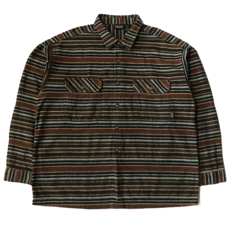ポルトガル製 Patagonia ヘビーフランネルシャツ Lサイズ パタゴニア 99年 ポルトガル製 ストラタ/ブラック ヘビーフランネル