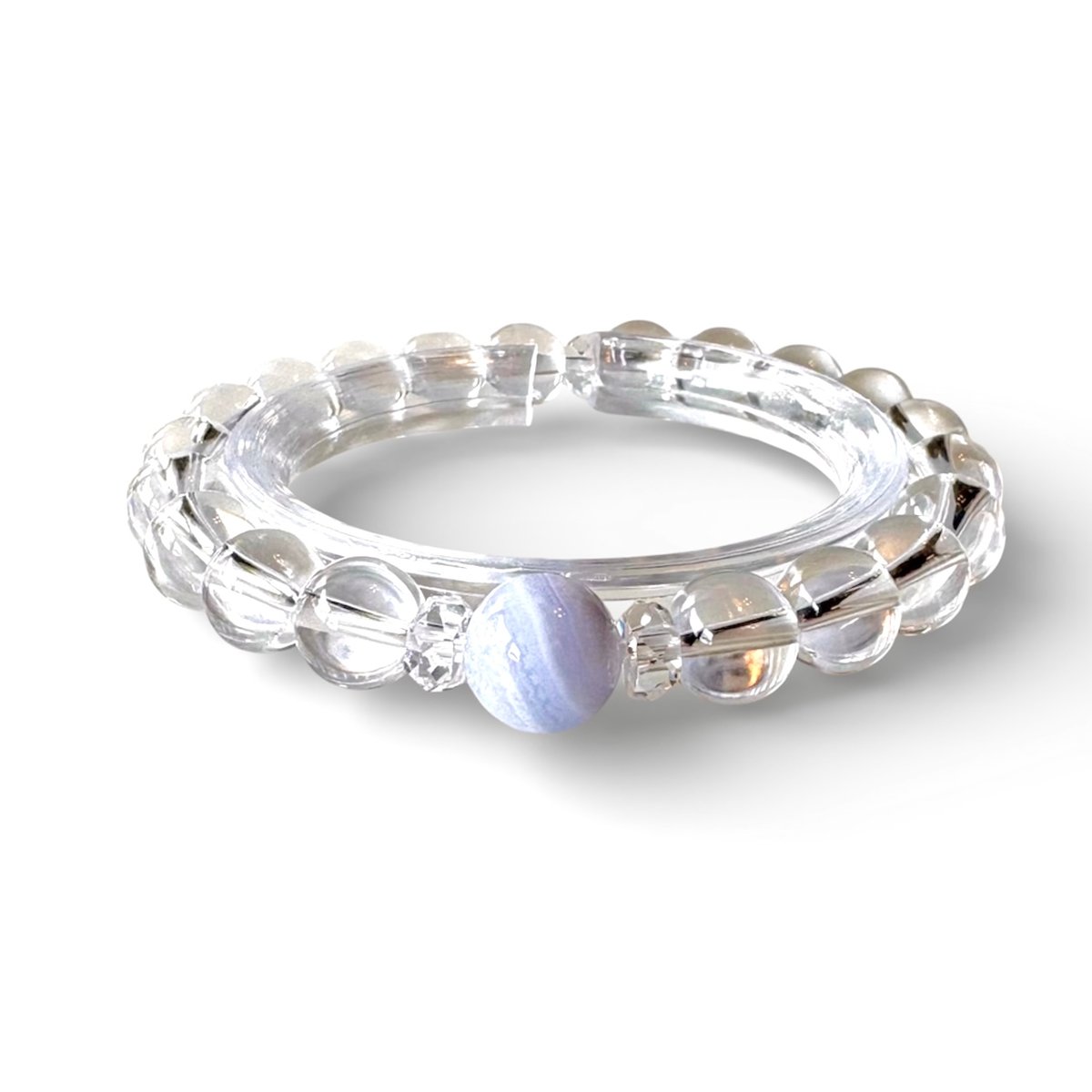 ブルーレースアゲート × 水晶 天然石ブレスレット｜Essenceシリーズ