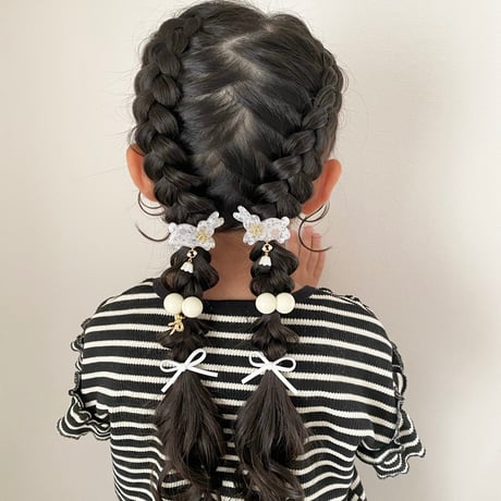 花柄うさぎのヘアゴム