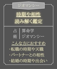 ジオマンシー鑑定「時期(転職や結婚、婚活など)や相性」を読み解く鑑定