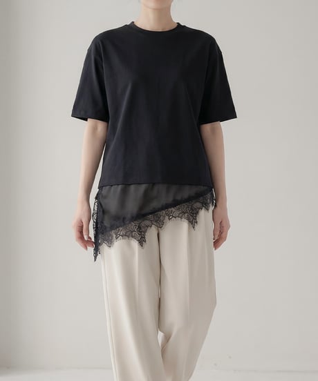 サテンレースレイヤードＴシャツ
