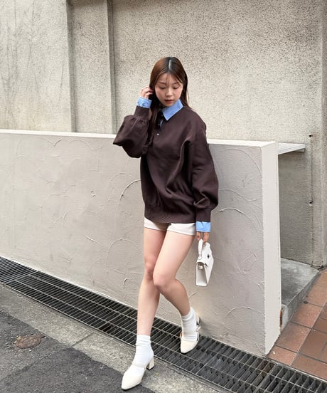 シャツレイヤードニット
