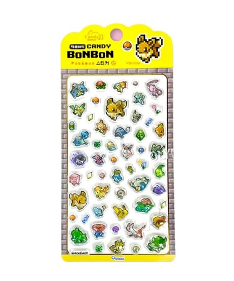 【韓国限定】ポケピース キャンディーボンボンシール ピクセルアートドット絵