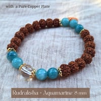 第5チャクラ【アクアマリン】ルドラクシャブレスレット(8mm)＋天然ハーブ香《2点セット》