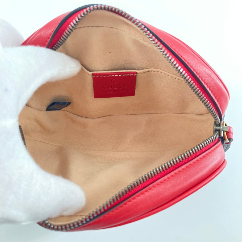 GUCCI ウエストポーチ マーモント ベロア レザー レッド GUCCI / グッチ GGマーモント ウエストバッグ | リユースEC｜アリス