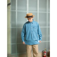 (Okinawa Tailored)Bleached wash Denim Pullover shirts Layered-Look