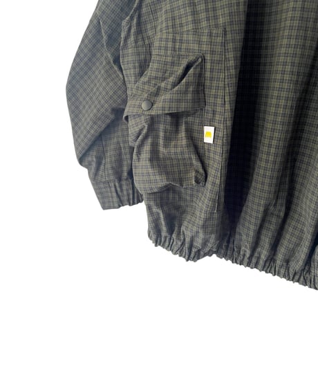 GRN PLAID ZIP BLOUSON