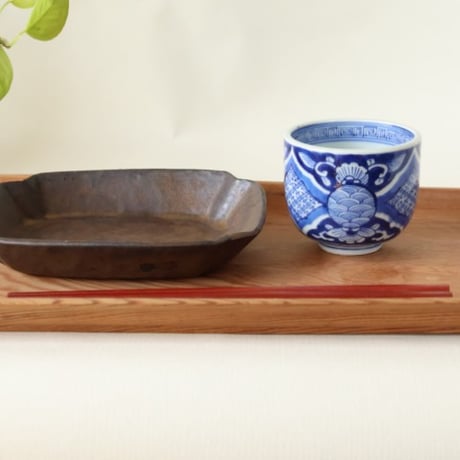 古伊万里  染付 祥瑞 花唐草 蕎麦猪口 小鉢 江戸後期〜　o-47