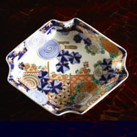 古伊万里 色絵金彩 菱形皿 花文様 17.5cm 明治時代　o-15