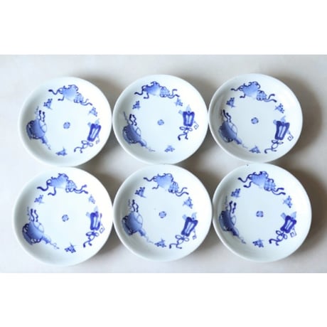 伊万里焼 鍋島風絵付 宝尽文 中皿 大正期 アンティーク A~F　o-6