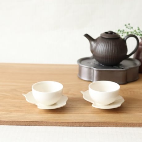 中国茶器 茶托 瓢箪型 小皿 陶器 茶器　新品未使用品　ｒ-51