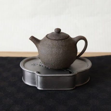 中国茶器 茶承 茶盤 錫製 小型 茶器　新品未使用品　ｒ-52