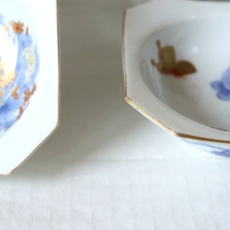 古伊万里　蝶・菊文　金採　八角小皿　江戸後期 o-43