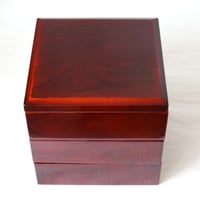 木地呂漆 欅 三段重 重箱 19.5cm　ｈ-19