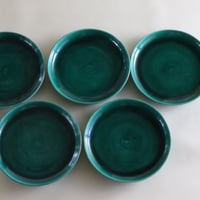 京都交趾焼 緑釉皿 赤沢露石 作 菓子皿 12cm 古美術　o-9