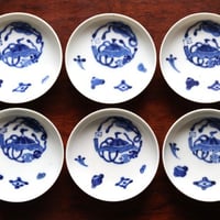 伊万里焼 染付 宝尽文 小皿 11.4cm 明治〜大正期 吉祥文様　o-16
