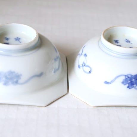 古伊万里　蝶・菊文　金採　八角小皿　江戸後期 o-43