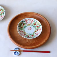 中国美術　赤絵花文 小皿　清末〜民国期頃 o-109