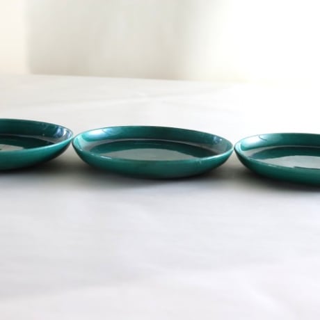 京都交趾焼 緑釉皿 赤沢露石 作 菓子皿 12cm 古美術　o-9