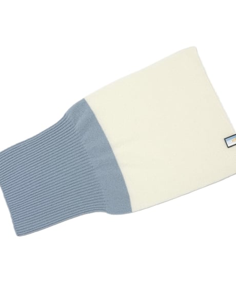 日本製　カシミヤ100％ リブスヌードBICOLOR elalto HIKE（エルアルトハイク）LIGHT BLUE/WHITE