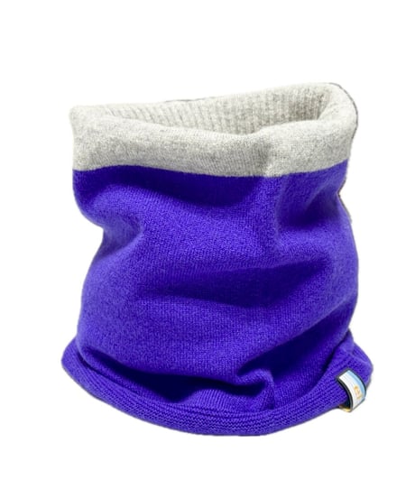 日本製　カシミヤ100％ リブスヌードBICOLOR elalto HIKE（エルアルトハイク）GREY/PURPLE