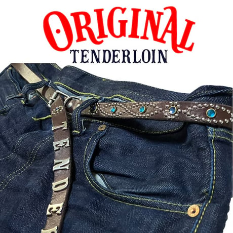 TENDERLOIN Super Narrow STUDS BELT DARK BROWN